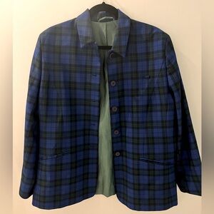 Plaid Blue and Green Women's Blazer